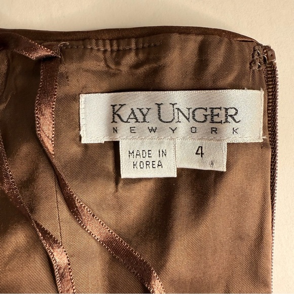 KAY UNGER Brown Ruched 100% Silk Bustier Corset Embellished Ruffle Size 4 - Picture 5 of 16